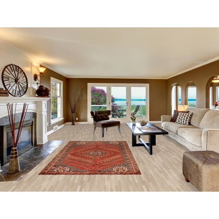 Hand Knotted Oriental 100% Wool Carpet Traditional Medallion Oranges & Rust Qashqai Area Rug - 8' 1'' X 5' 0''