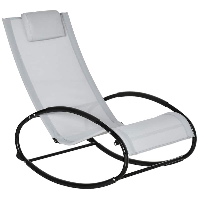 Outsunny Orbital Zero Gravity Patio Rocking Lounge Chair with Pillow