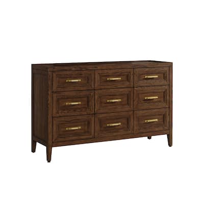 Marlow 9-Drawer Solid Red Oak Dresser, Sable