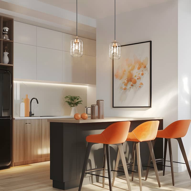 Modern Chic 1-light Pendant Light Water Ripple Glasses Kitchen Island Light for Dining Room - 5.3 " D × 8.9 " H