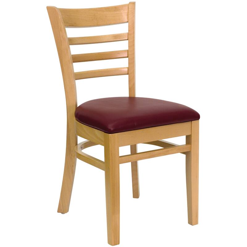 Ladder-back Wood Restaurant Chair - 17.5"W x 20"D x 33.75"H