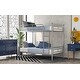 preview thumbnail 3 of 12, Silver Twin over Twin Metal Bunk Bed with Fence and Ladder for Kids