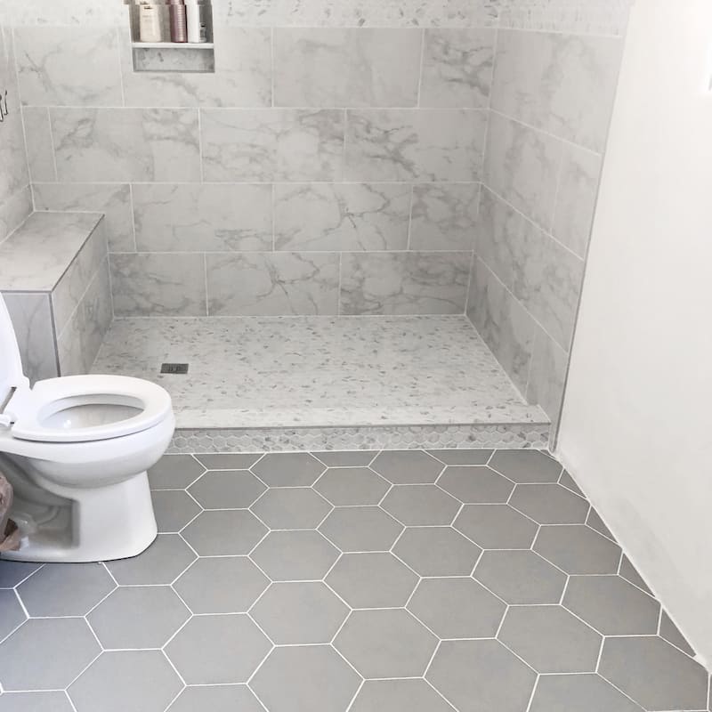 Merola Tile Textile Basic Hex Silver 8-5/8" x 9-7/8" Porcelain Floor and Wall Tile