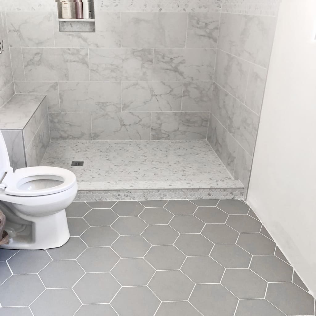 Merola Tile Textile Basic Hex Silver 8-5/8" x 9-7/8" Porcelain Floor and Wall Tile