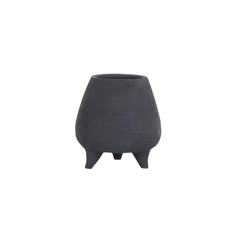 Black Terracotta Planter B w/ Feet - Black