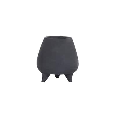 Black Terracotta Planter B w/ Feet - Black