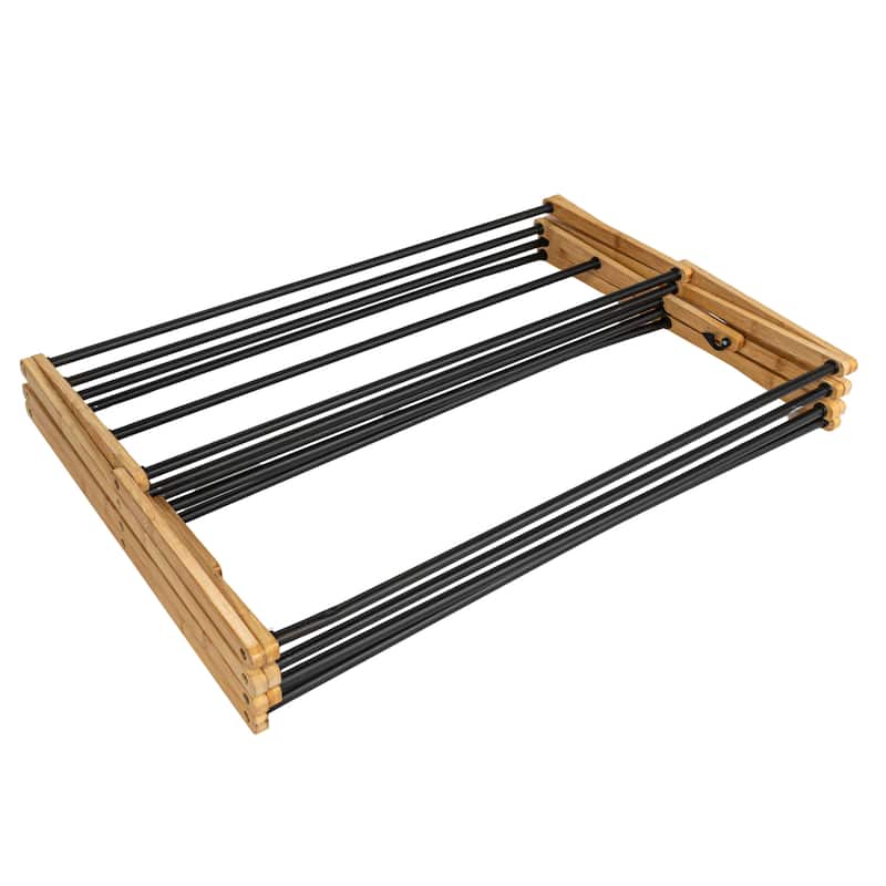 Household Essentials Bamboo Folding Clothes Drying Rack with 14 Coated Metal Dowels - 29.3"L x 14.3"W x 49.5"H