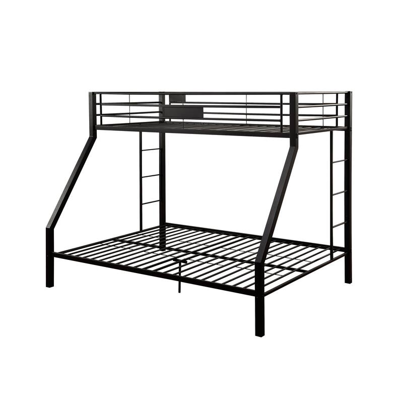 Sandy Black Twin XL/Queen Metal Bunk Bed with Ladder and Guard Rail