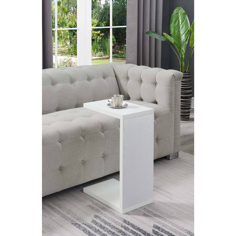 Versatile C Shaped End Table with Rich Melamine Finish, Sofa Slide Under Frame and Compact Chairside Convenience - 18