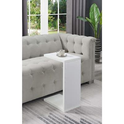 Versatile C Shaped End Table with Rich Melamine Finish, Sofa Slide Under Frame and Compact Chairside Convenience - 18