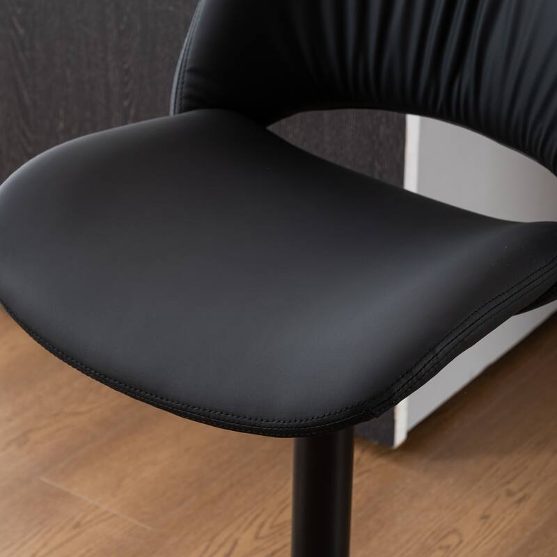 Faux Leather Upholstered Bar stools Set of 2 with Metal Footrest