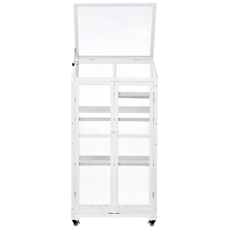 Wood Garden Shed Greenhouse Shed with Adjustable & Removable Shelves Balcony Shed with Removed Wheels