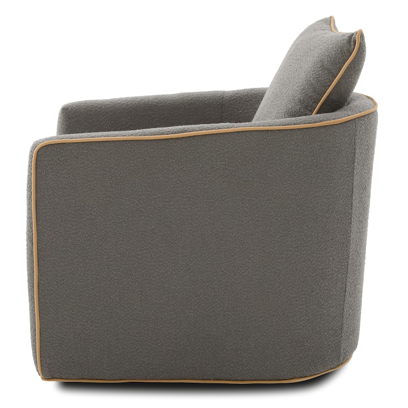 Roomfitters Round Swivel Accent Chair with Curved Backrest, Boucle Fabric Club Chair