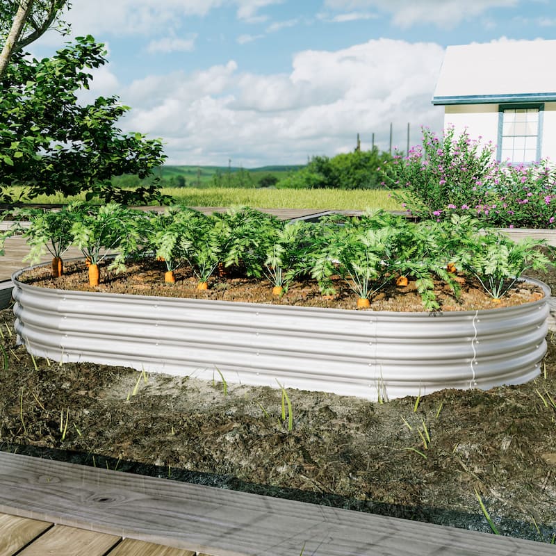 2Pcs 8x4x1ft Raised Garden Bed Kit, Galvanized Planter Raised Garden Beds, Heavy Duty, Rust-Resistant, Easy Assembly