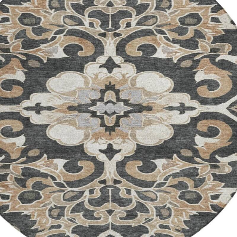 HomeRoots Damask Traditional Rectangle Outdoor Rug