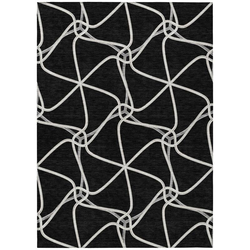 Machine Washable Indoor/ Outdoor Contemporary Links Chantille Rug