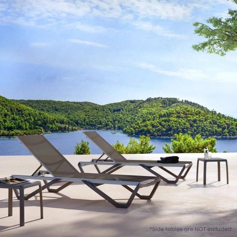 Furnish Theory Seabreeze Deck Patio Sunlounger Sun Lounger Lounge Chair Sling Chaise Lounger (Various Frame & Mesh Colors)