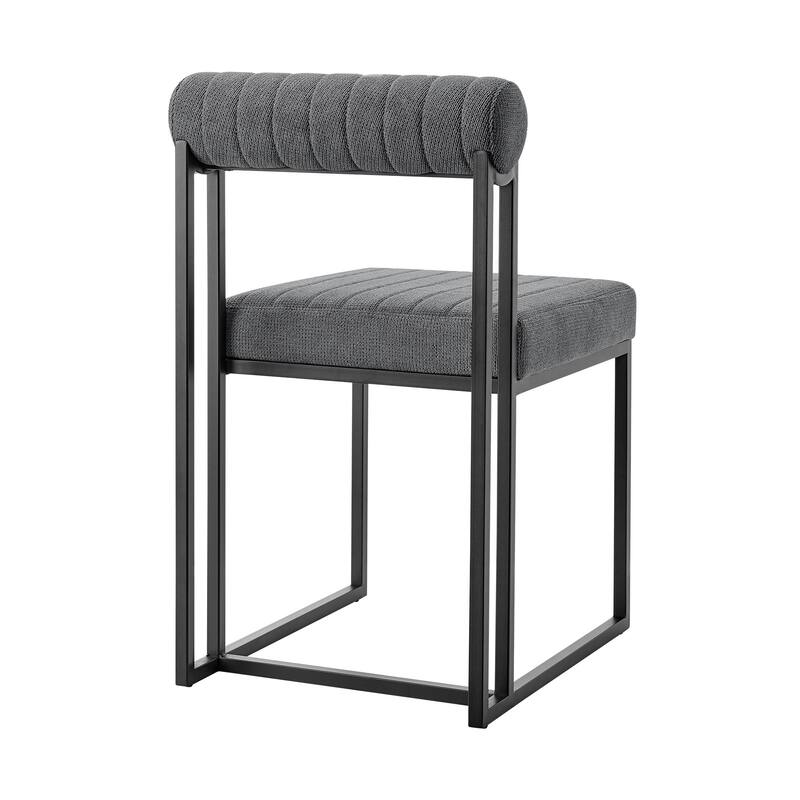 HomeRoots Set of Two Gray And Black Upholstered Polyester Open Back Dining Side Chairs