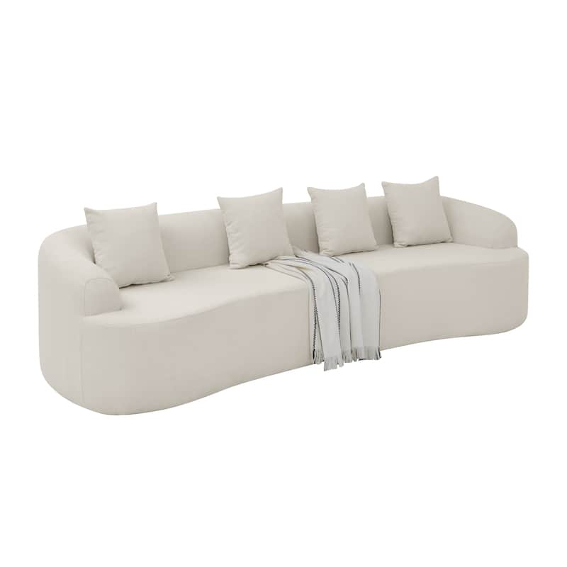 Roomfitters Curved Modular Sectional Sofa in Lamb's Wool Fabric, Modern Compressed Sofa No Assembly, Cozy for Living Room