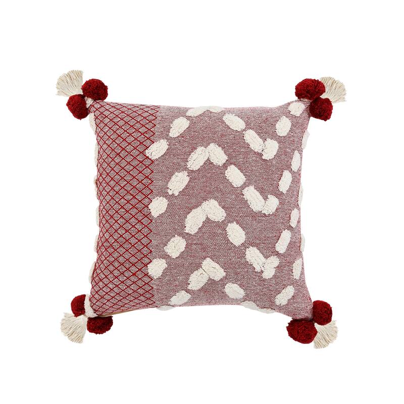 Sevita Heute Red Zeal Pom Throw Pillow
