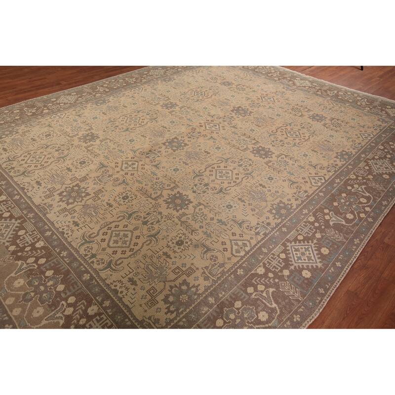 All-Over Tabriz Persian Vintage Area Rug Hand-Knotted Wool Carpet - 9'10" x 12'7"