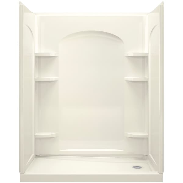 Sterling 72180126 Ensemble 60" Four Piece Shower Module with Backer Boards, Right End Drain, and Corner Shelves