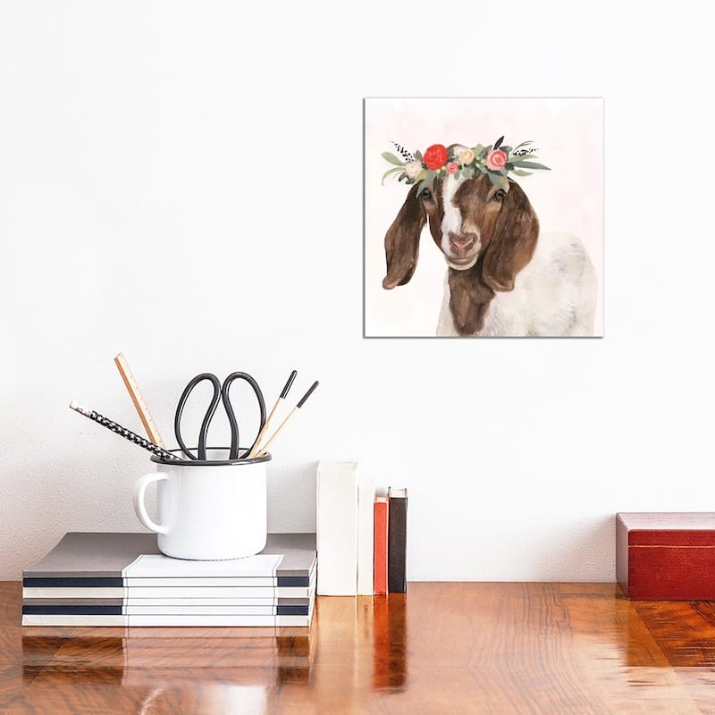 iCanvas "Garden Goat II" by Victoria Borges Canvas Print - 12x12x1.5