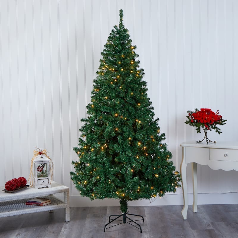 8ft. Artificial Christmas Tree with 450 Clear LED Lights - Classic Holiday X-Mas Centerpiece