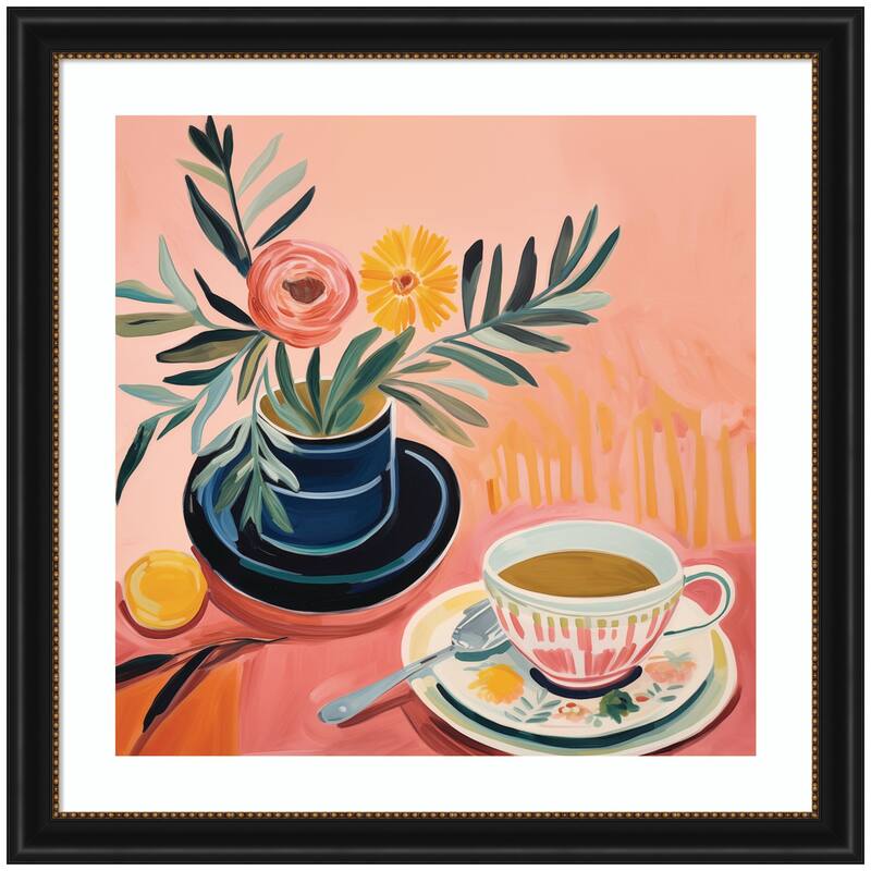 Kate and Laurel Framed Art Cozy Coffee by The Creative Bunch Studio - 36x36 - Black