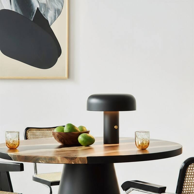 Anita LED 12.2 in Sanded Matte Black Modern Contemporary Round Dome Dimmable Bedside Nightstand Desk Lamp