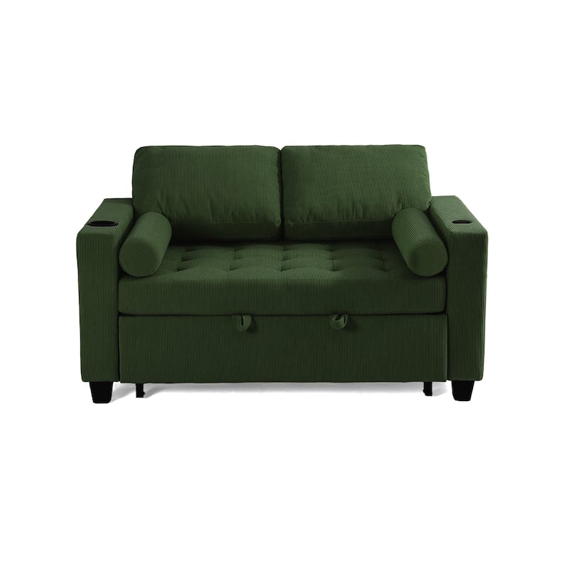 Corduroy Pull-Out Chair Bed Adjustable Recline Convertible Sleeper Sofa