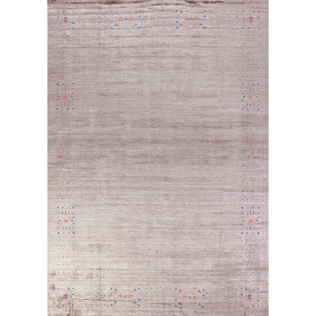 Hand Knotted Oriental 100% Wool Carpet Tribal Animal Pictorial Brown Gabbeh Area Rug - 11' 9'' X 8' 10''