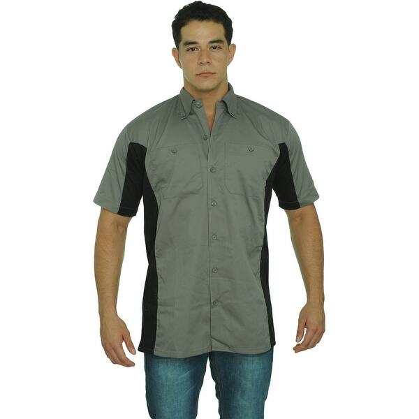 Shop Men S Basic Mechanic Work Shirt Button Down 2 Front Pockets
