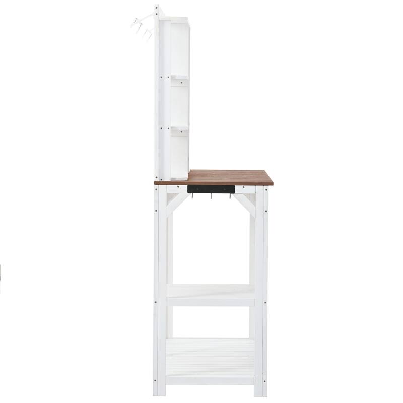 Wooden Outdoor Potting Table with 6-Tier Shelves