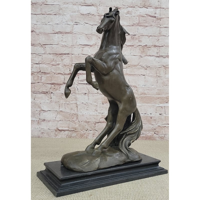 Rearing Stallion Imitative Horse Bronze Sculpture Statue Equestrian Imitative Horses Decor Signed Original Art