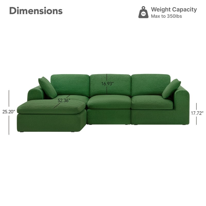 Spruce & Spring Compressed Modular Sectional Boneless Sofa for Living Room
