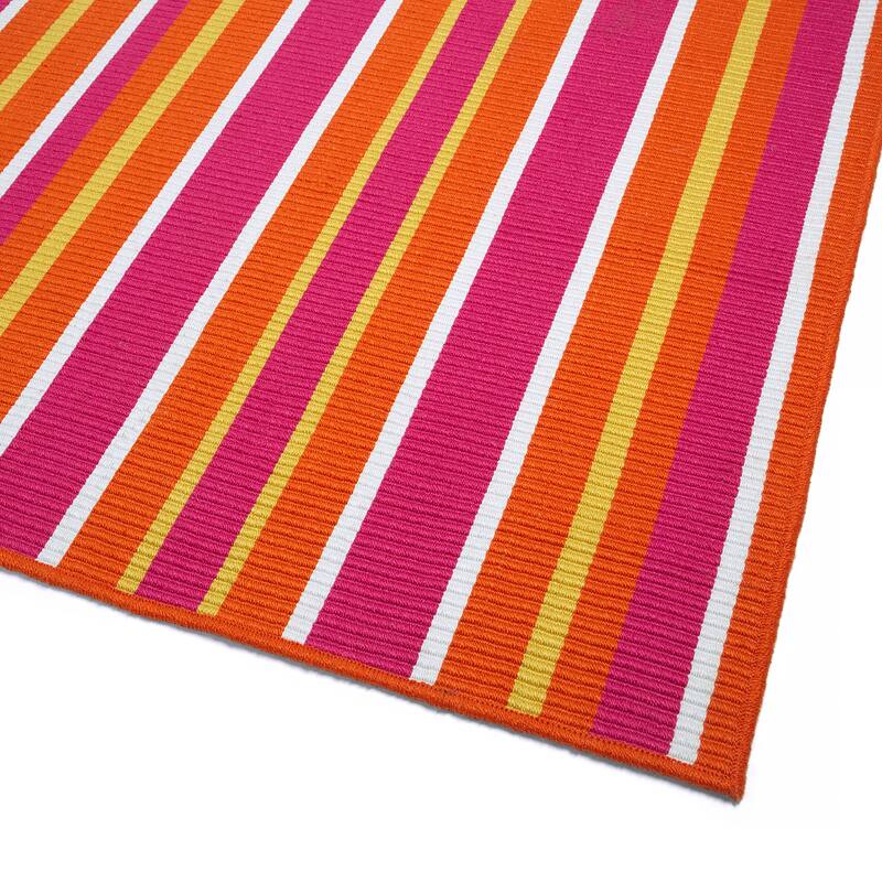 Voavah Pink Hand-Made Flatweave Indoor/Outdoor Area Rug