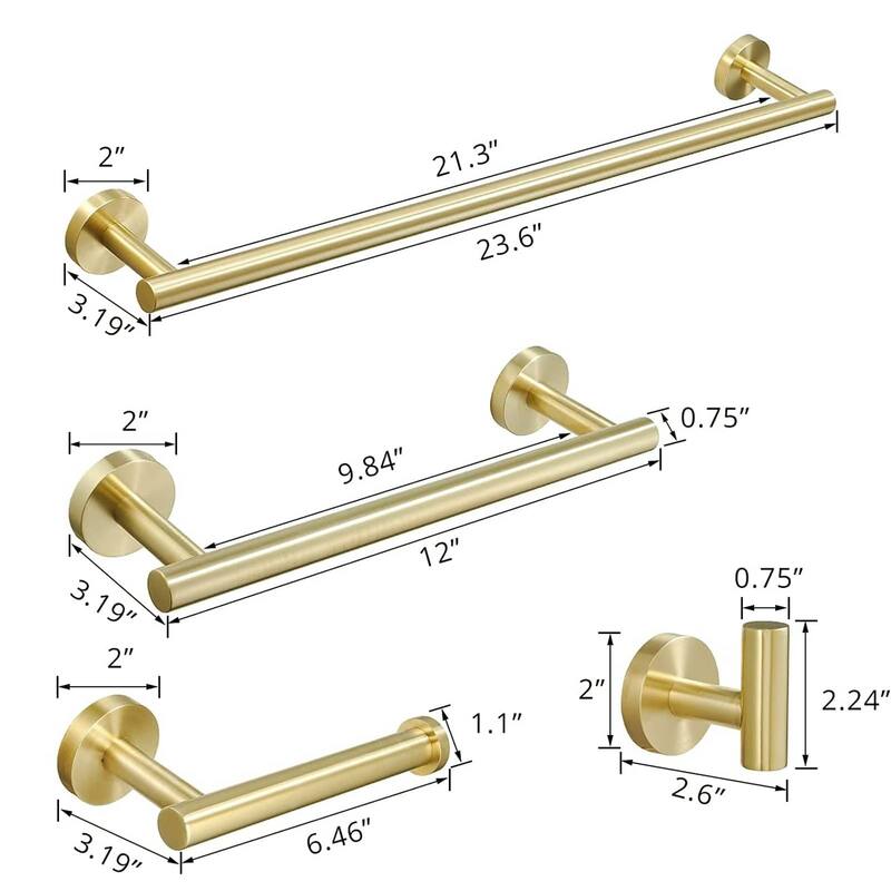 4 Piece Bathroom Hardware Set Wall Mount Modern Bathroom Towel Holder Bar Set 304 Stainless Steel Bath Fixtures Accessories Set