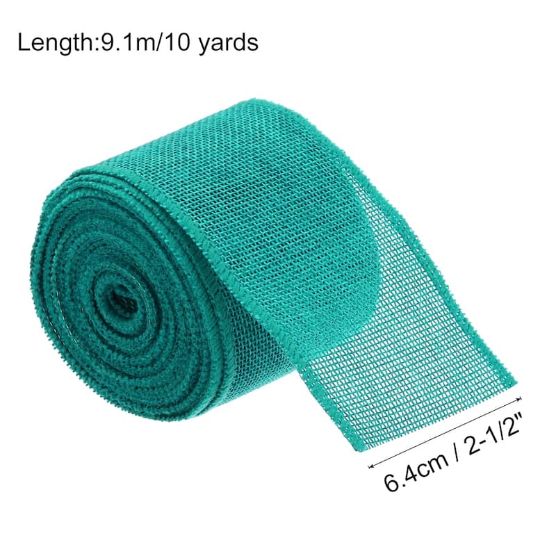 Burlap Ribbon Fabric Wired Edge Dark Orange for Wrapping - Dark Green - 2-2/1 inch x 10 Yards