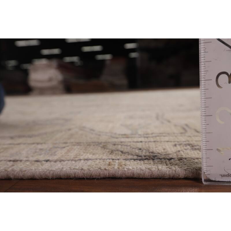 Oushak Turkish Area Rug Beige Hand-Knotted Wool Carpet - 8'1"x 10'1"