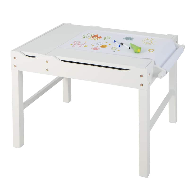 Wooden Kids Multi Activity Play Table with Storage Paper Roll - 34" x 23.5" x 22.5" (L x W x H)