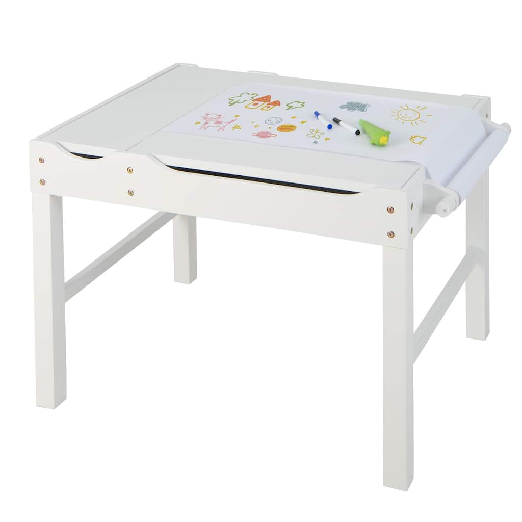 Wooden Kids Multi Activity Play Table with Storage Paper Roll - 34" x 23.5" x 22.5" (L x W x H)