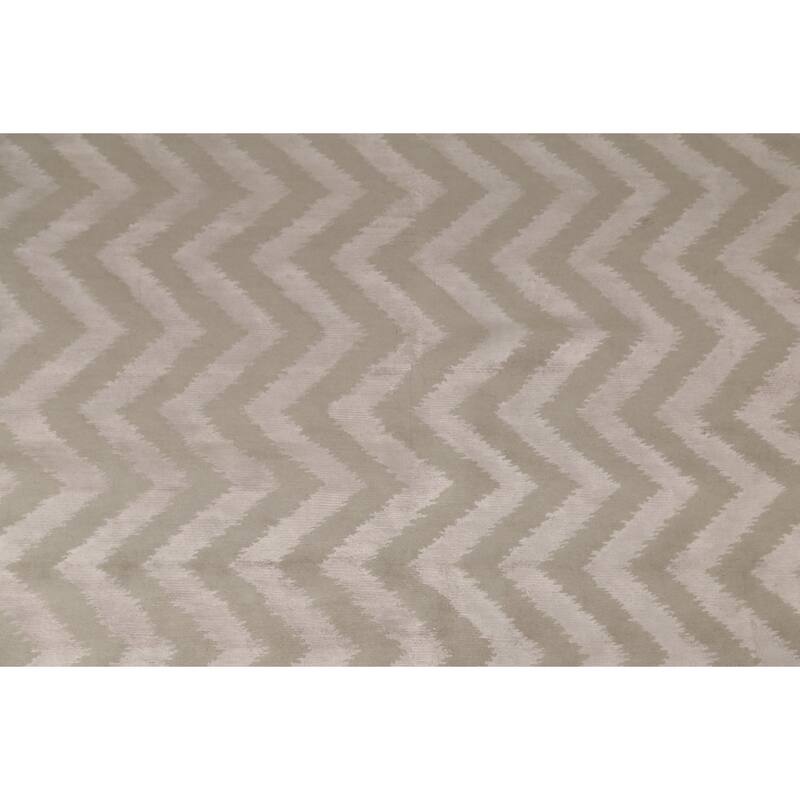 Chevron Style Nepalese Oriental Area Rug Handmade Wool Carpet - 8'0" x 9'7"