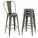 preview thumbnail 19 of 17, Costway Set of 4 High Back Metal Stool 30'' Seat Bar Height Industrial