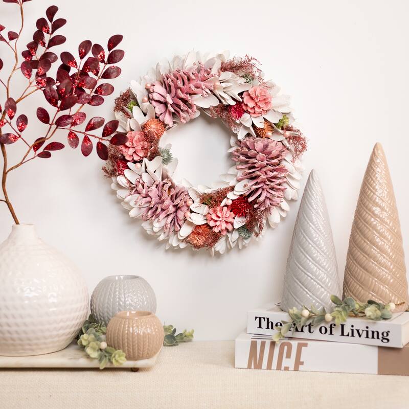 Frosted Thistle and Pinecone Artificial Christmas Wreath - 14" - Unlit