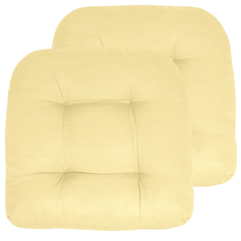 Indoor-Outdoor Reversible Patio Seat Cushion - Yellow - Set of 2