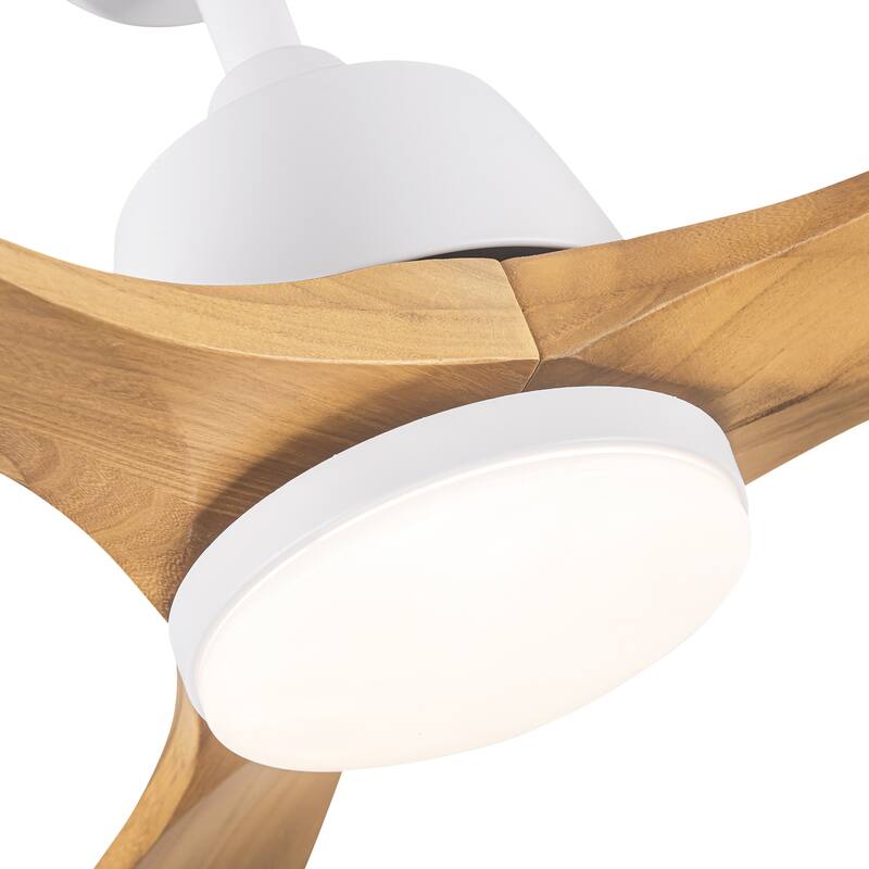 Whisper-Quiet Motor Wooden Ceiling Fan with Light and Remote, 6-Speed Reversible DC Motor, 3-Color Light Settings