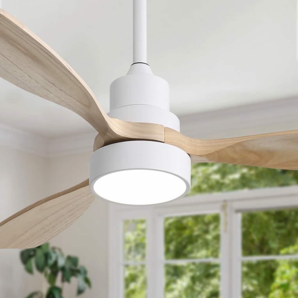 48 Inch Modern Ceiling Fan With Lights 3 Wood Fan Blade Noiseless Reversible Motor Remote Control