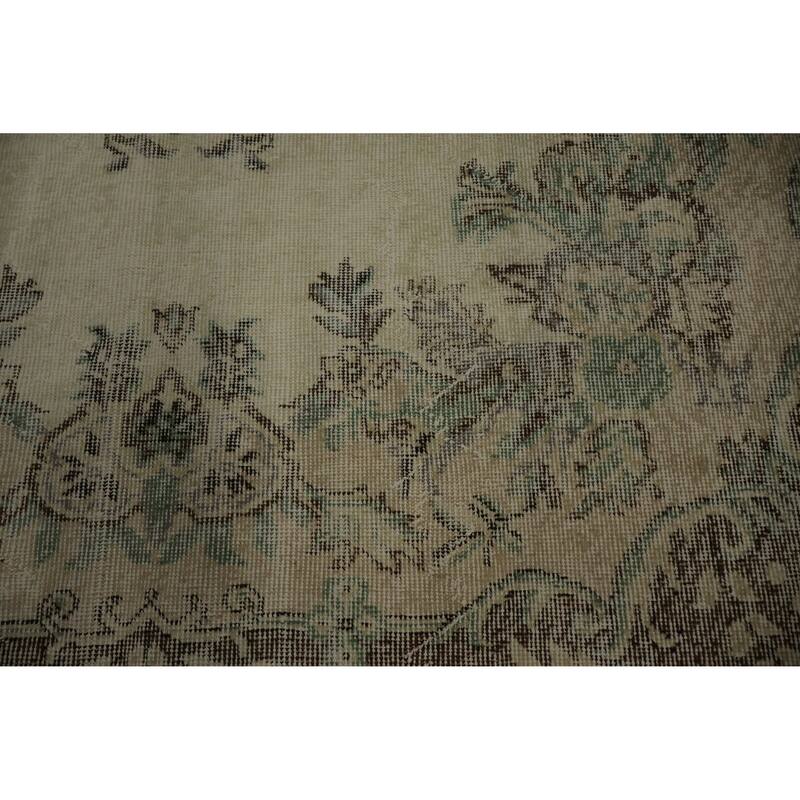 Hand Knotted Oriental 100% Wool Carpet Transitional Floral Beige & Ivories Anatolian Area Rug - 9' 5'' X 5' 9''