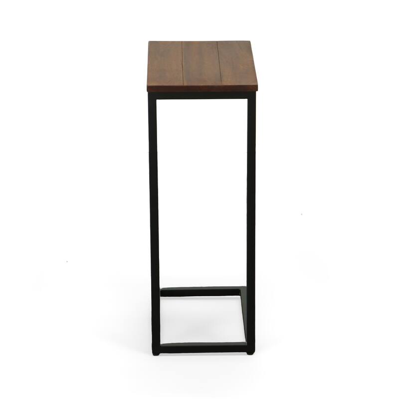 Carolina Living Aggie C-Form Accent Table - Harvest Oak Top - Aged Iron Base